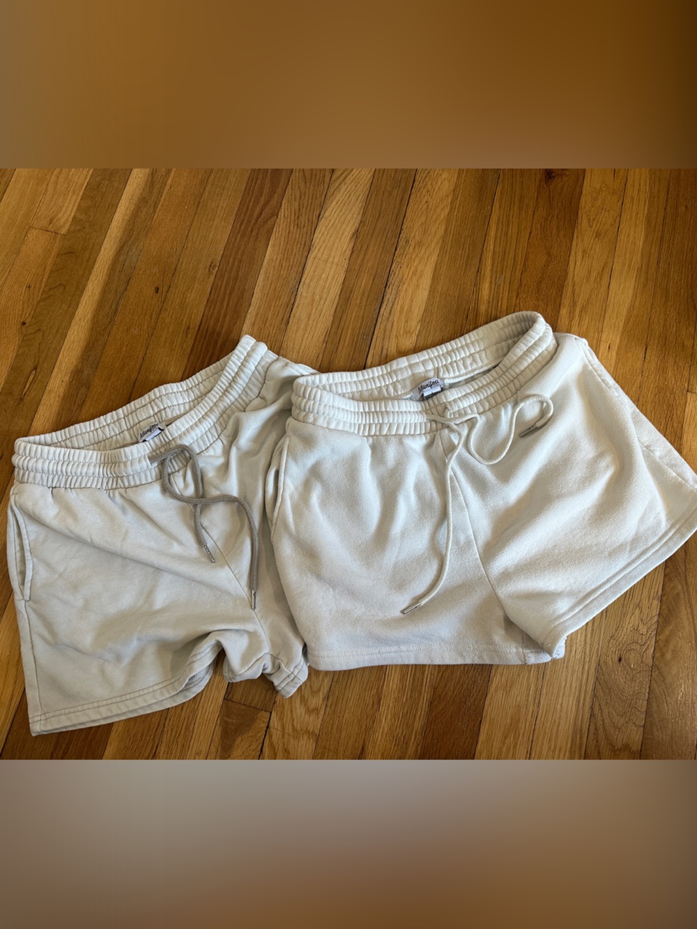 Women's Cream Athletic Drawstring Shorts Set- Casual Activewear